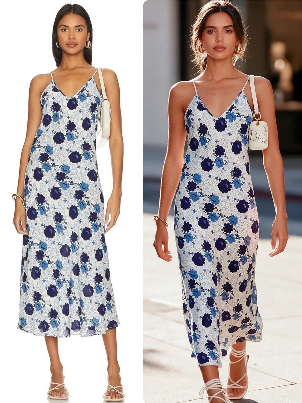 ROLLA'S Viscose Rambling Floral Margaux Marine Slip Midi Dress NWT $178